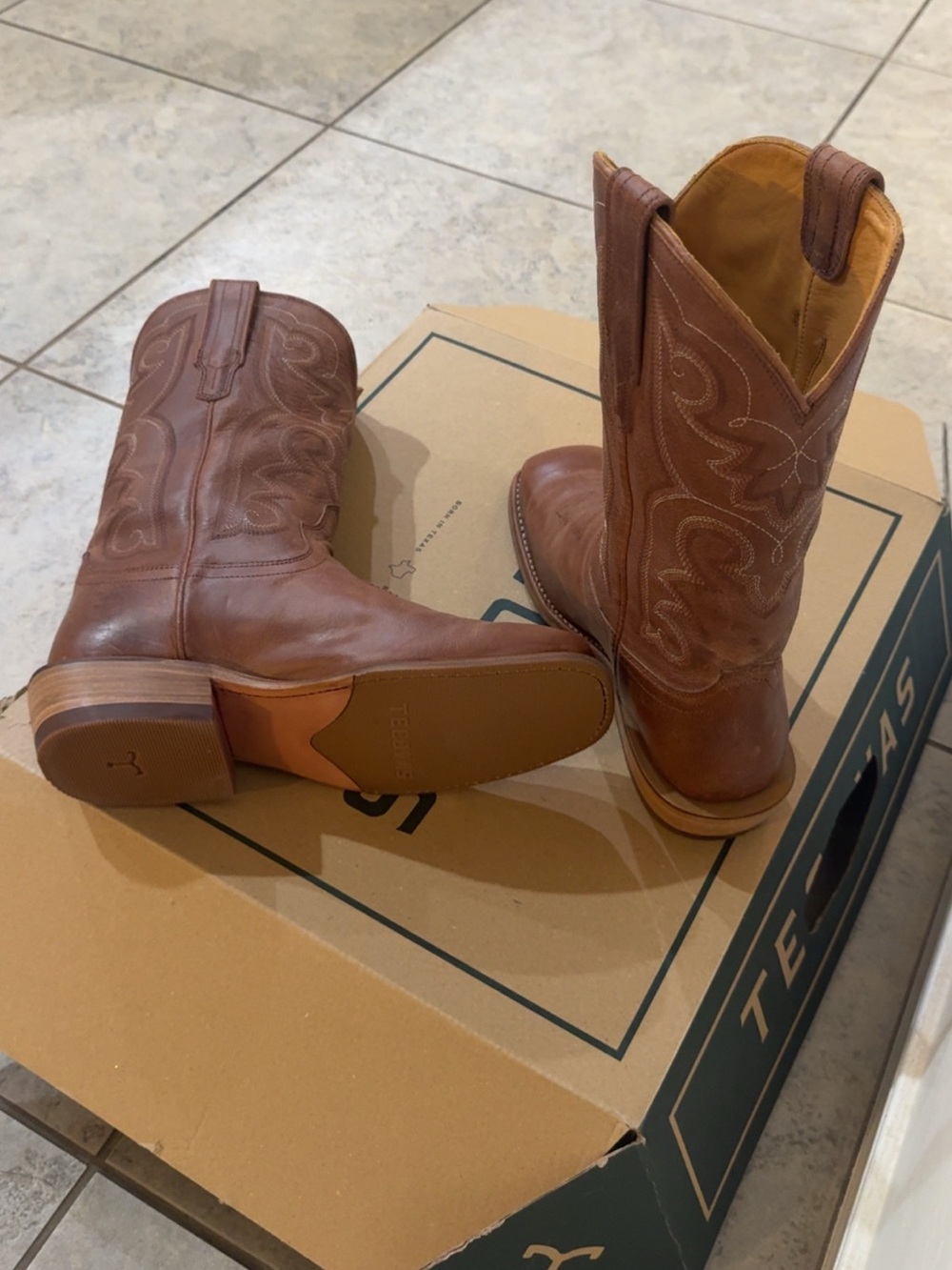 Women's Tecovas: Brown Leather Cowboy Boots